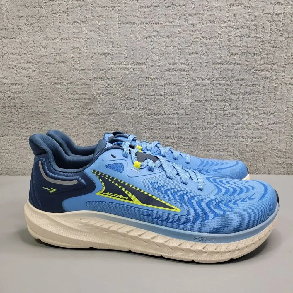 Altra Torin 7 Mens Size US 10.5 Blue White Wavy Low Top Lace Up Running Shoes